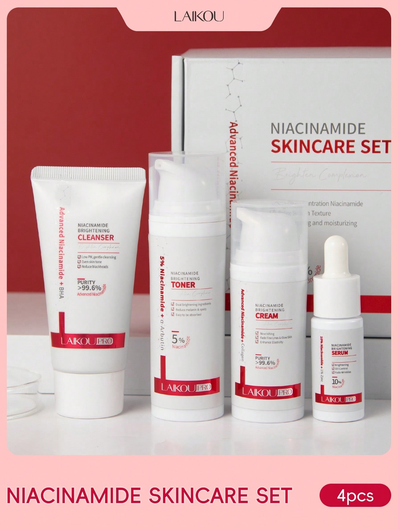 Skincare Niacinamide - LAIKOU PRO Niacinamide 4Pcs Brightening Skin