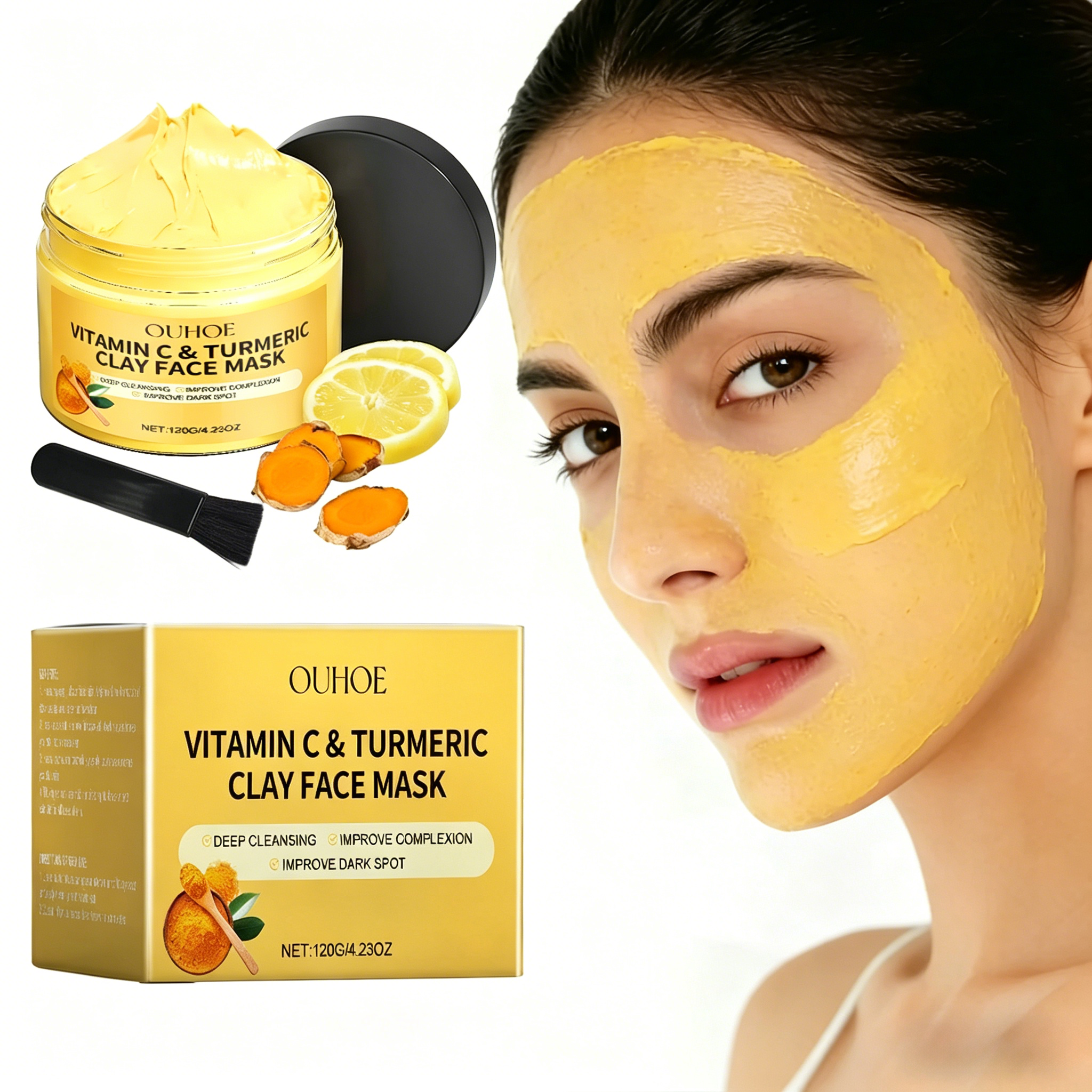 Bentonite Clay Mask - Turmeric Vitamin C Facial Mask Deep
