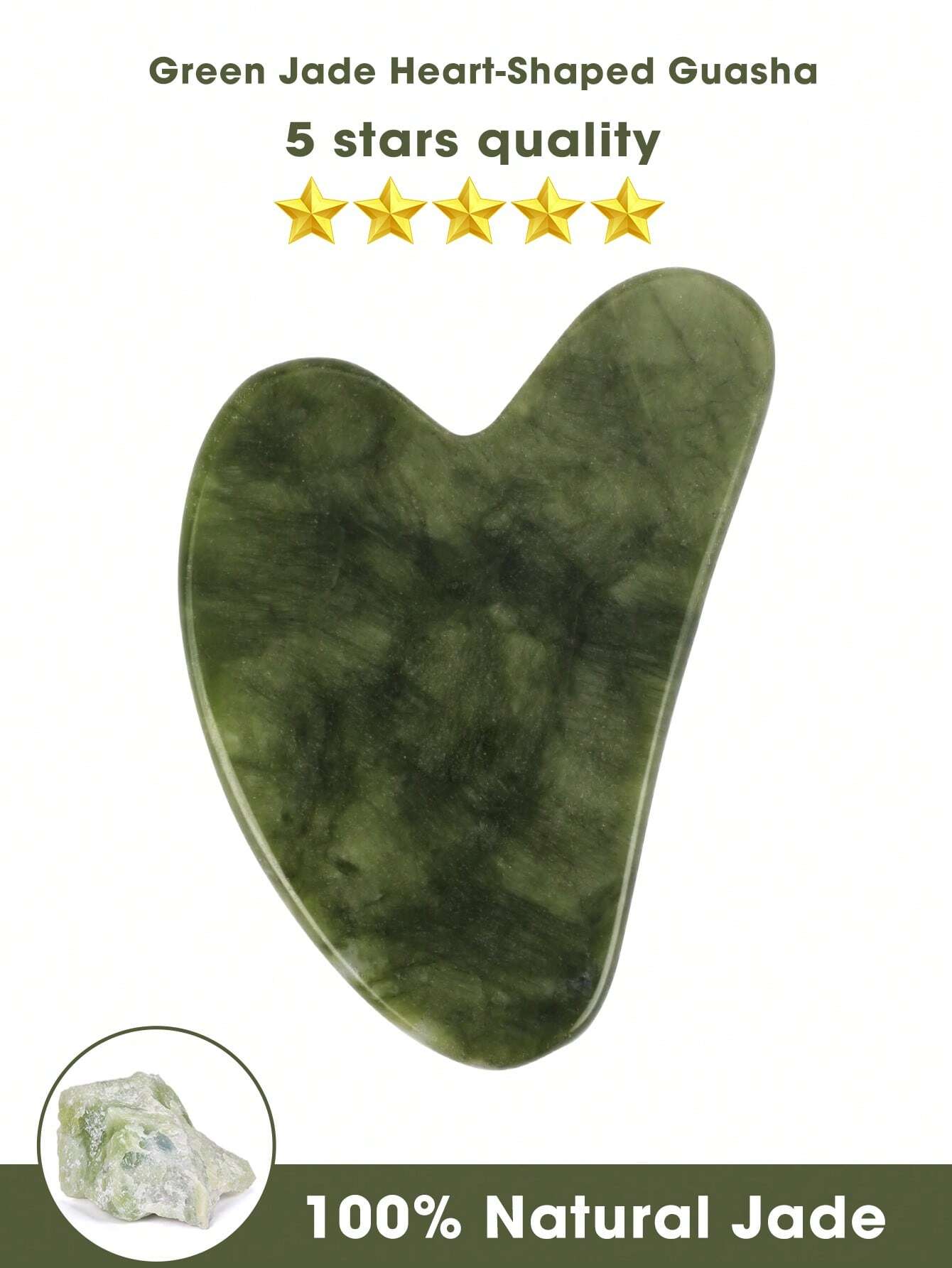 Skincare Natur E - 1pc Heart-Shaped Natural Jade Gua Sha