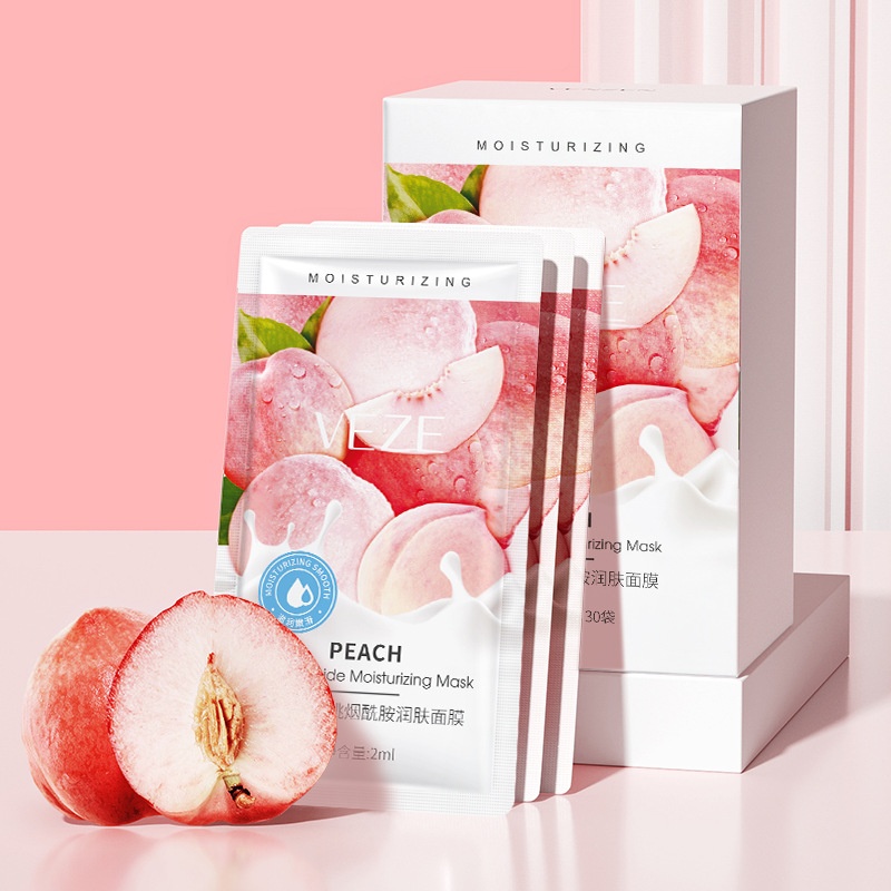 Bentonite Clay Mask - 30 Pieces/Box, Peach Sleeping Mask, Contains