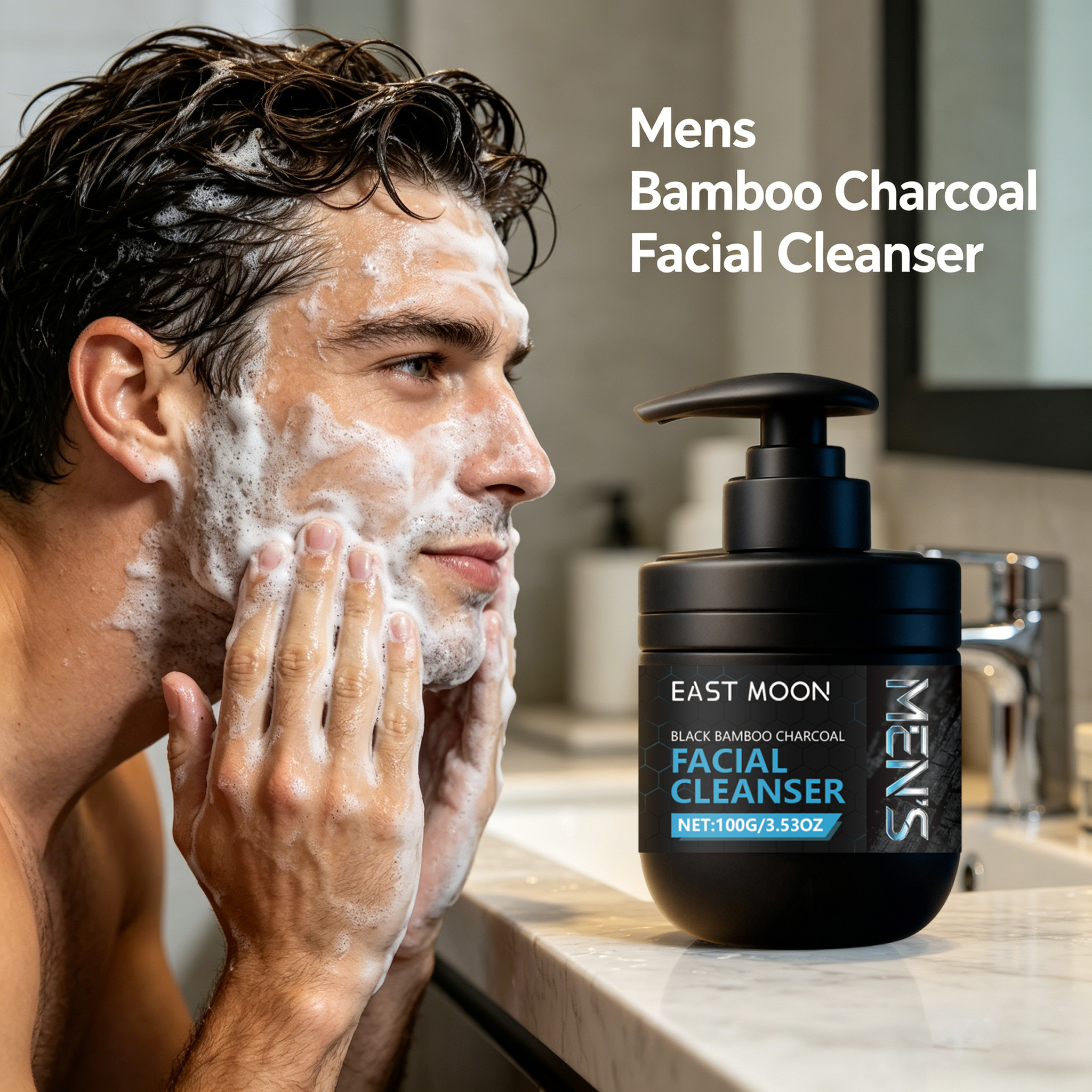 Mens Bamboo Charcoal Facial Cl - Skincare Natur E ulasan dan harga