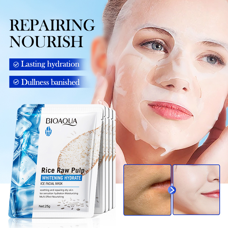 5pcs BIOAQUA Rice Raw Pulp Fac - Bentonite Clay Mask ulasan dan harga
