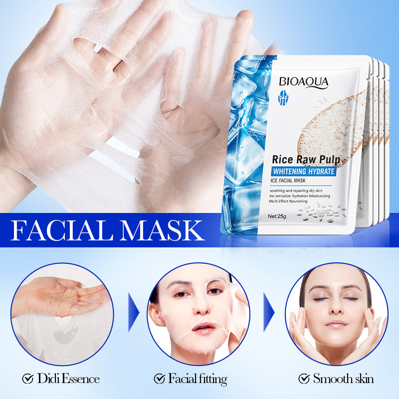 5pcs BIOAQUA Rice Raw Pulp Fac - Bentonite Clay Mask ulasan dan harga