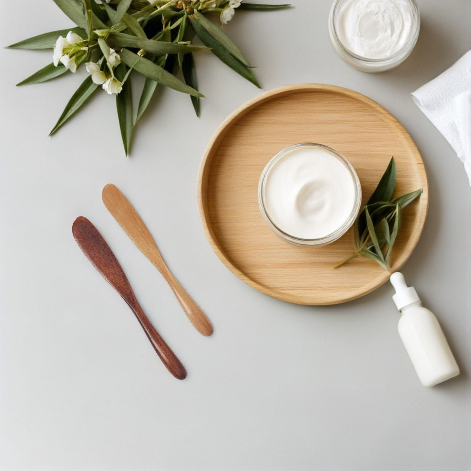 2Pcs Wooden Skincare Spatula S - Skincare Natur E ulasan dan harga