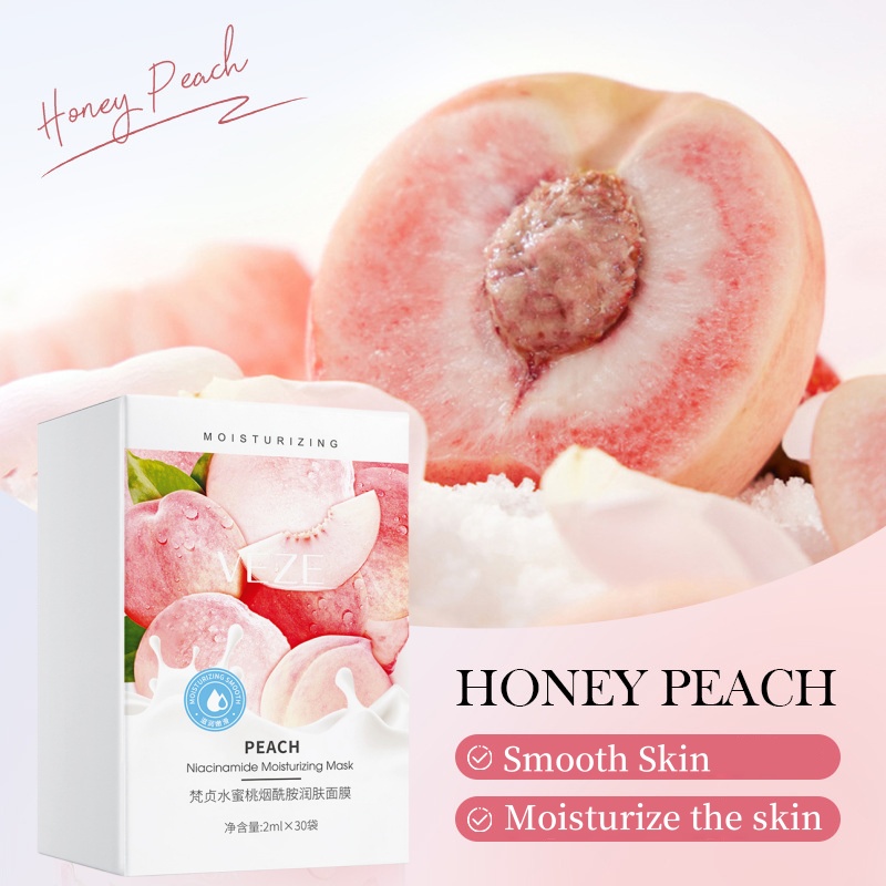 30 Pieces/Box, Peach Sleeping  - Bentonite Clay Mask ulasan dan harga