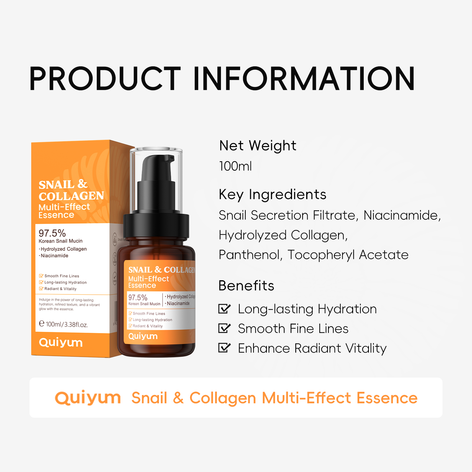 Quiyum Snail Mucin & Collagen  - Snail Mucin Essence ulasan dan harga